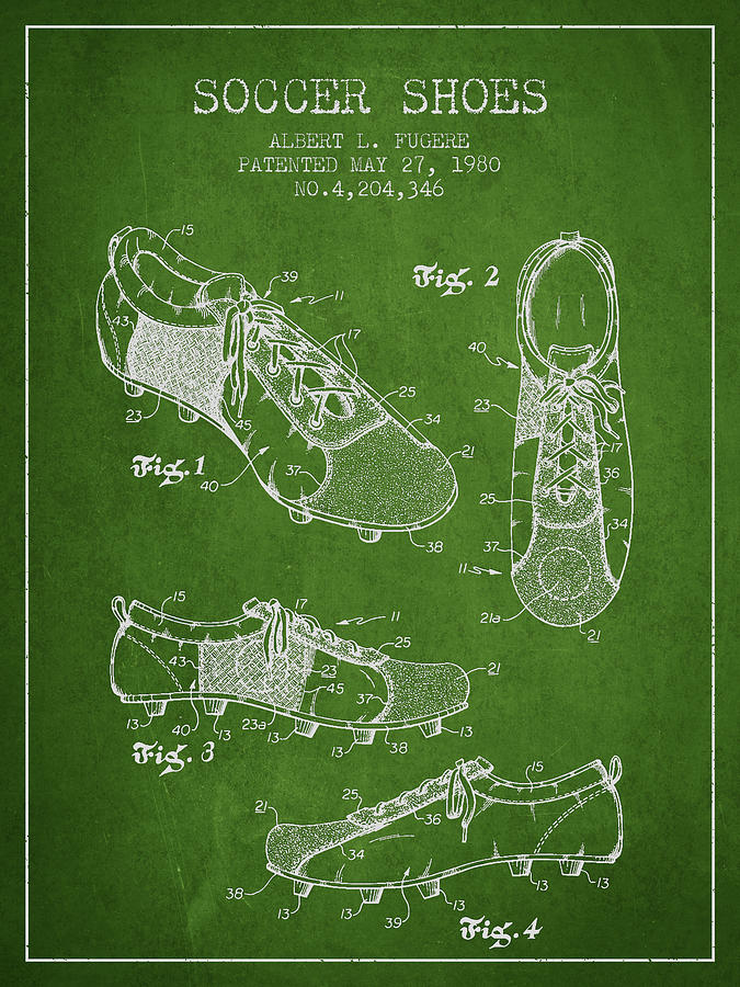 Soccer Digital Art - SoccerShoe Patent from 1980 #5 by Aged Pixel