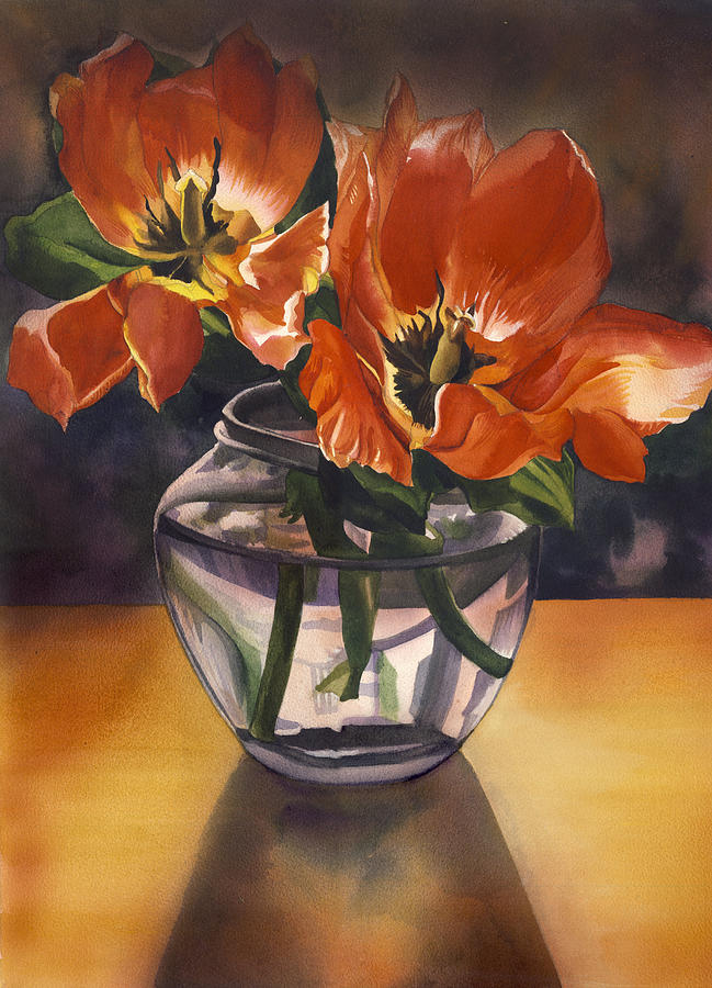 Still Life With Tulips Painting by Alfred Ng