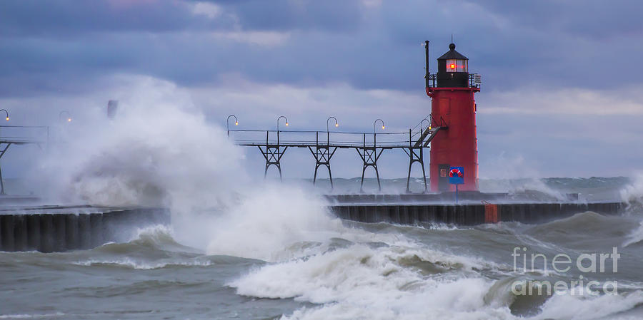 Lighthouse Photograph - Storms at South Haven #4 by Twenty Two North Photography