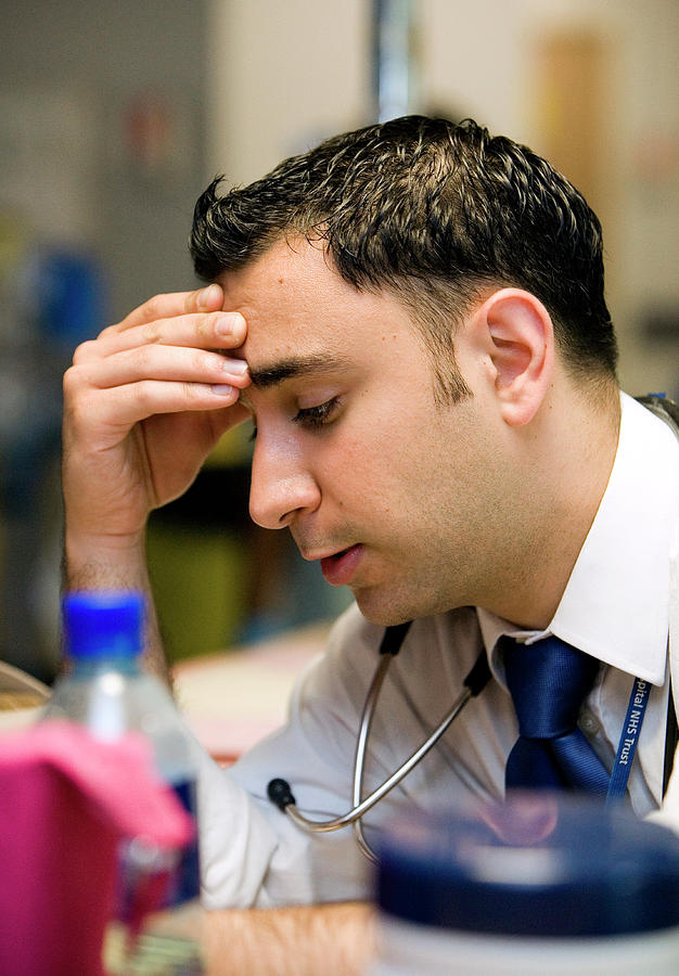 Stressed Doctor #4 Photograph by Mark Thomas/science Photo Library