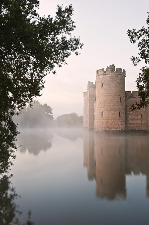 Castle Photograph - Stunning moat and castle in Autumn Fall sunrise with mist over m #4 by Matthew Gibson