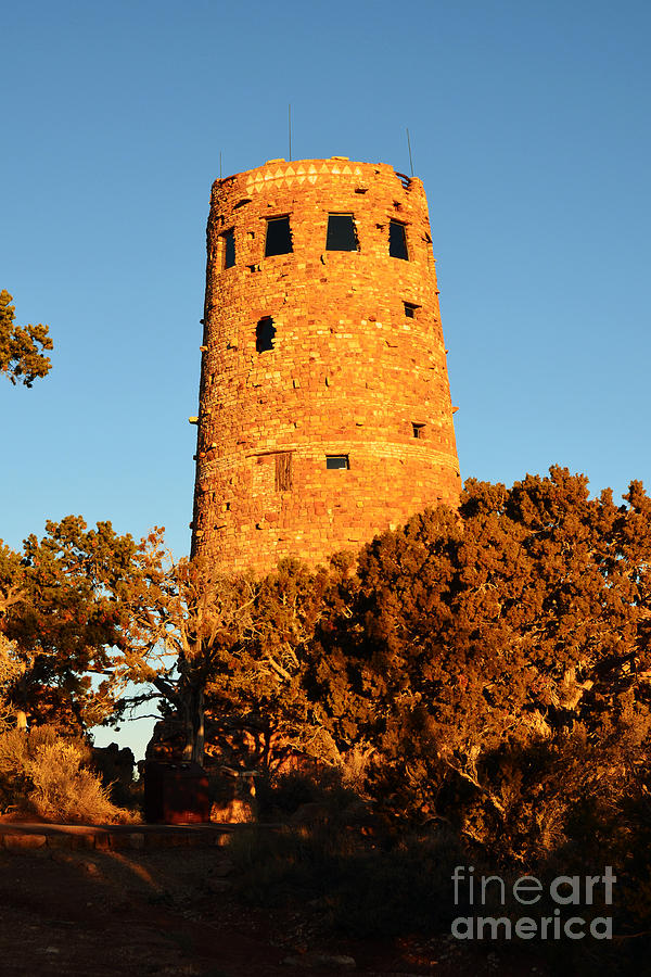 Sunset on Mary Colter Desert View Indian Watchtower Grand Canyon National Park #3 Photograph by Shawn OBrien