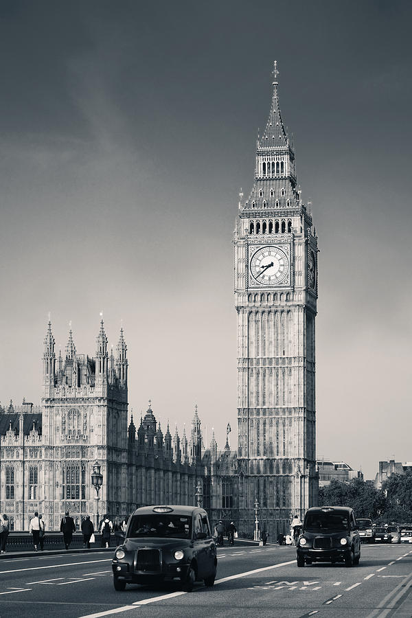 Taxi and Big Ben #4 Photograph by Songquan Deng