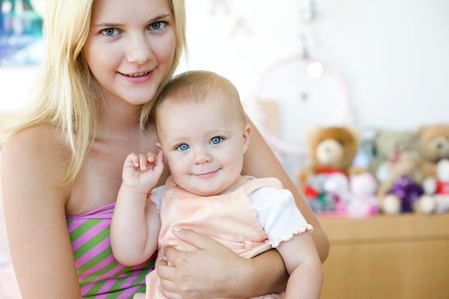 Human Photograph - Teenage Mother And Baby by Ian Hooton/science Photo Library Human Photograph - Teenage Mother And Baby by Ian Hooton/science Photo Library