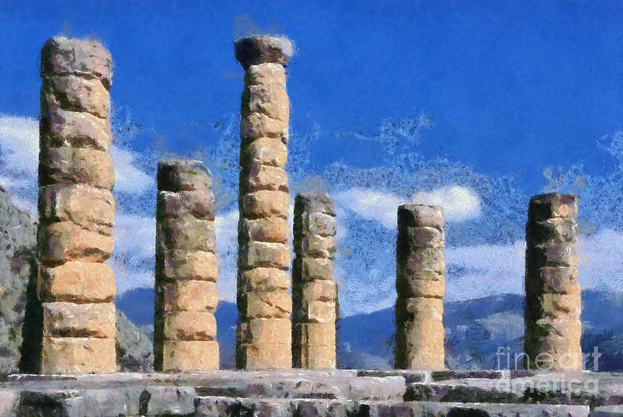 Oracle Painting - Temple of Apollo in Delphi #2 by George Atsametakis