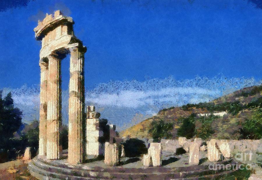 The Tholos at the temple of Athena Pronaia in Delphi II Painting by George Atsametakis