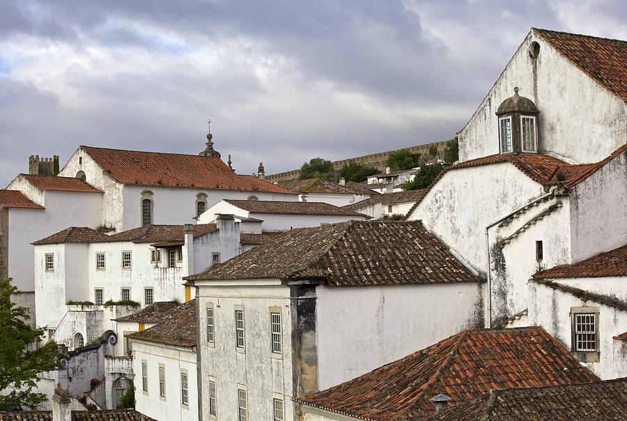 Terracotta Rooftops of the Medieval Village of Obidos #4 Photograph by David Letts