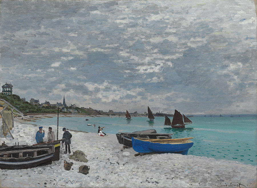 The Beach at Sainte Adresse Painting by Celestial Images
