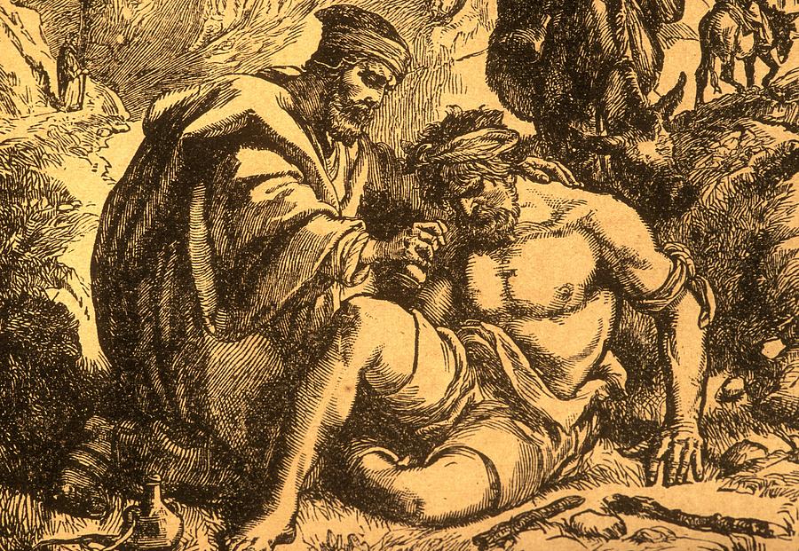 Parable Drawing - The Good Samaritan by English School