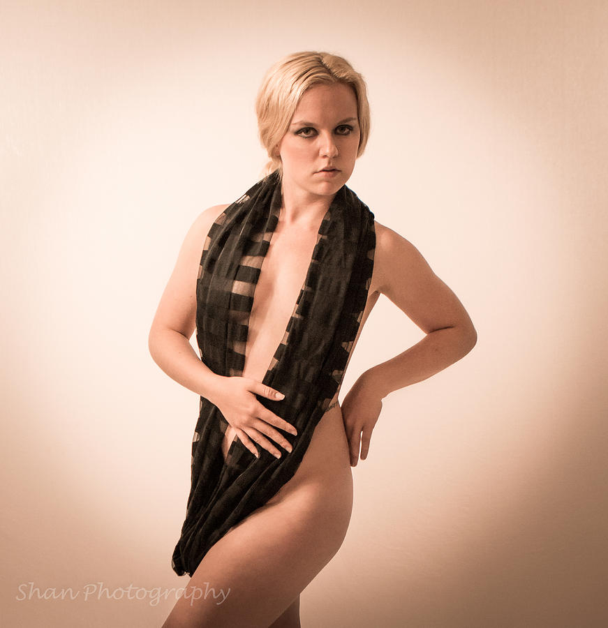 Semi Nude Photograph - The Scarf #4 by Shan Photography