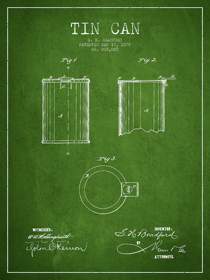 Beer Digital Art - Tin Can Patent Drawing from 1878 #4 by Aged Pixel