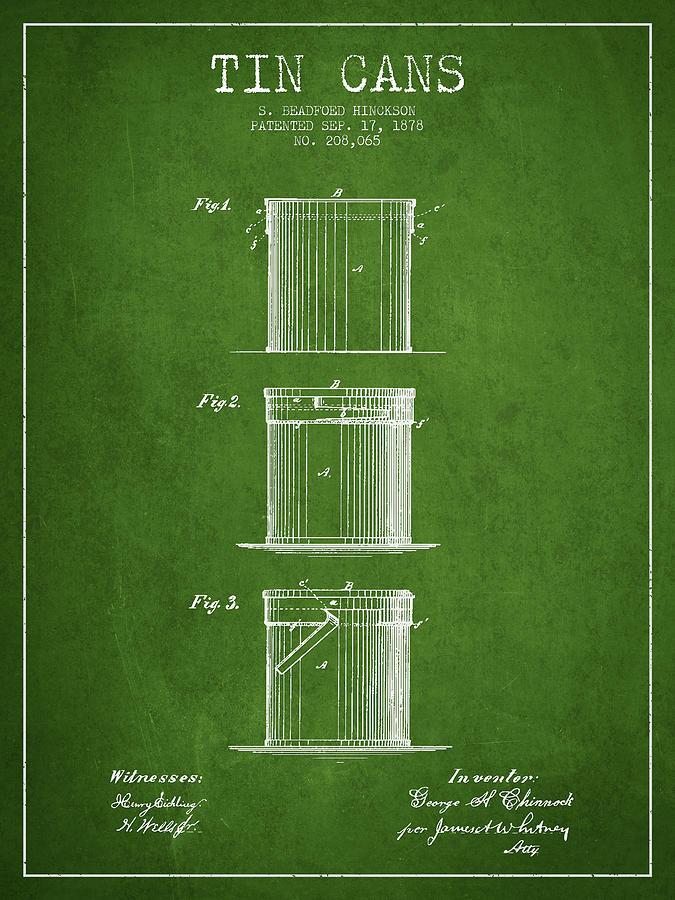 Tin Cans Patent Drawing From 1878 Digital Art