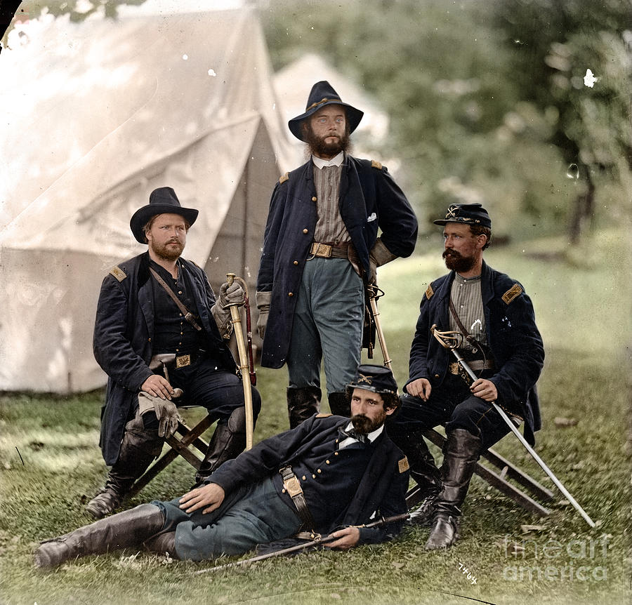 4 Union Officers Of The 4th Pennsylvania Cavalry Photograph