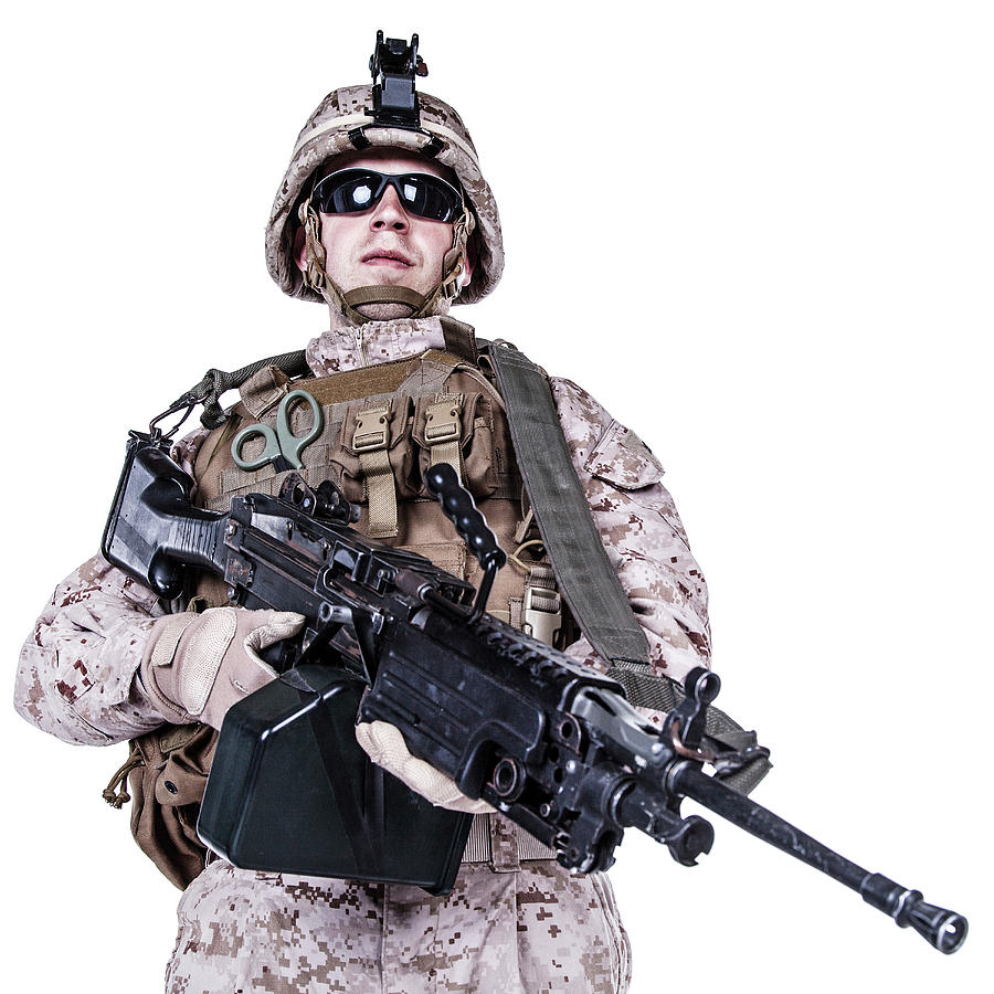 U.s. Marine With His Assault Rifle Photograph by Oleg Zabielin - Fine ...