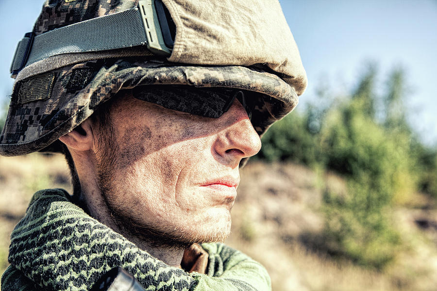 U.s. Marine With Warpaint On Face #4 Photograph by Oleg Zabielin