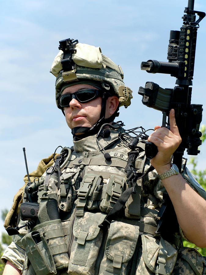 U.s. Soldier In Camouflage Uniform Photograph by Oleg Zabielin - Fine ...