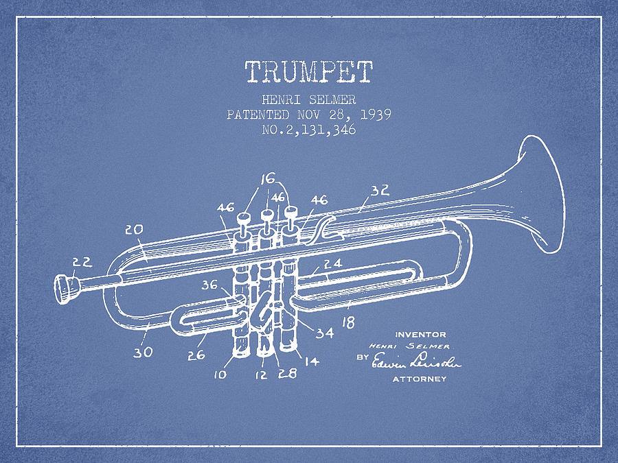 Vinatge Trumpet Patent From 1939 Digital Art