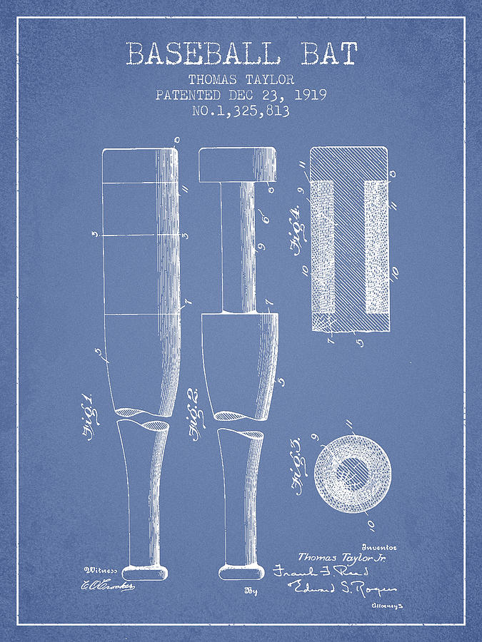 Vintage Baseball Bat Patent From 1919 Digital Art