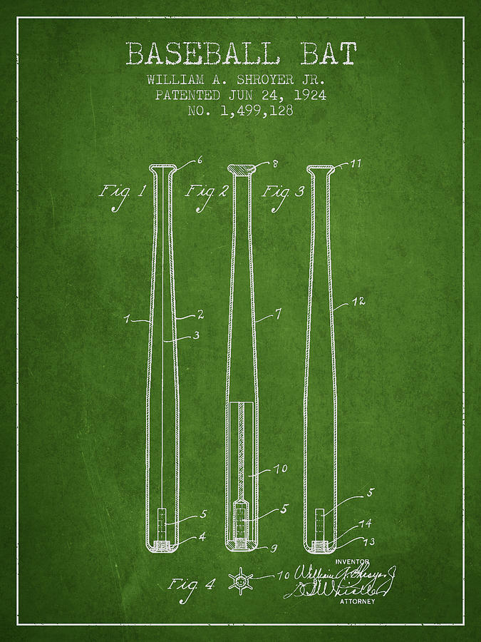 Vintage Baseball Bat Patent From 1924 Digital Art