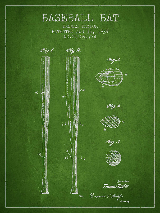 Vintage Baseball Bat Patent From 1939 Digital Art