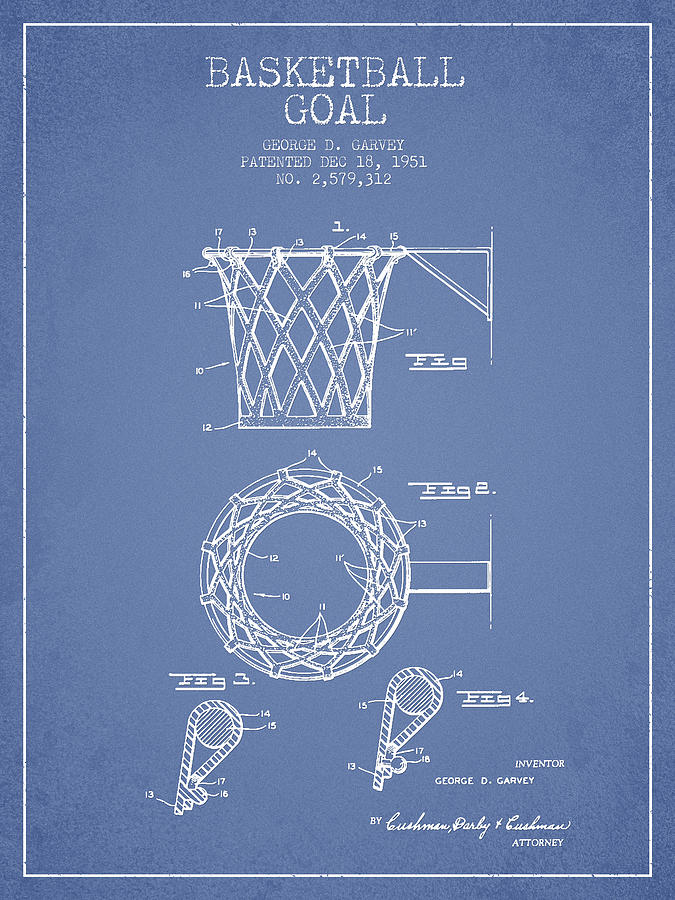 Basketball Digital Art - Vintage Basketball Goal patent from 1951 #6 by Aged Pixel