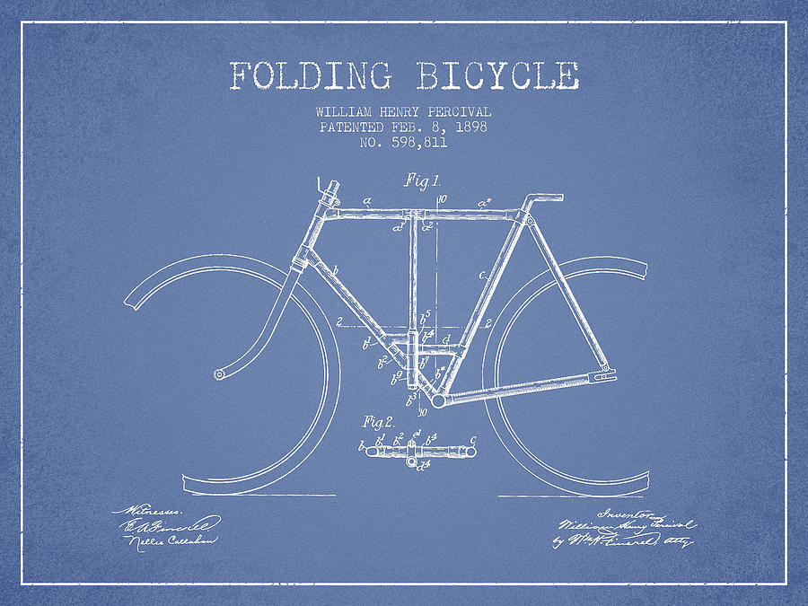 Vintage Folding Bicycle Patent From 1898 Digital Art