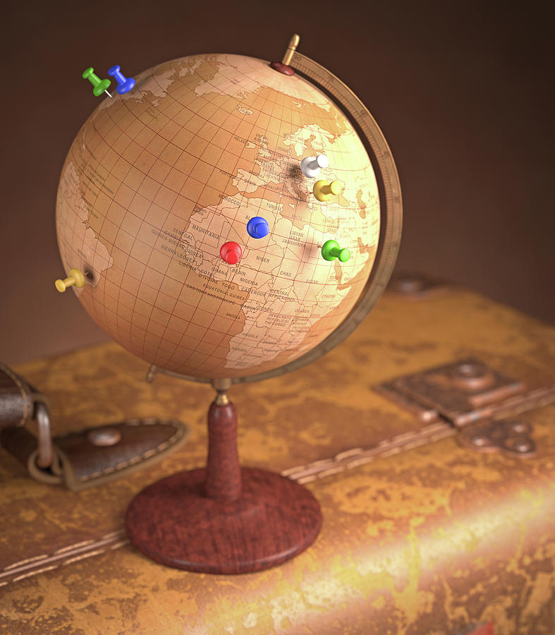 Vintage Globe And Suitcase #4 Photograph by Ktsdesign