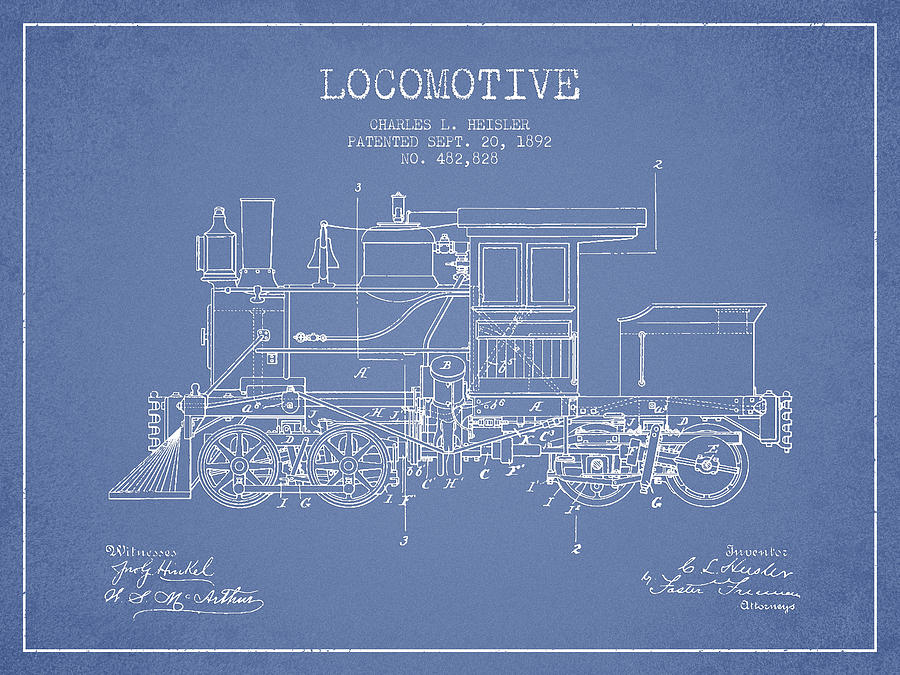 Vintage Digital Art - Vintage Locomotive patent from 1892 #3 by Aged Pixel