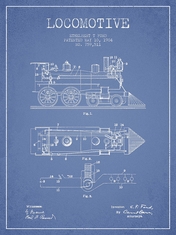 Vintage Digital Art - Vintage Locomotive patent from 1904 #5 by Aged Pixel