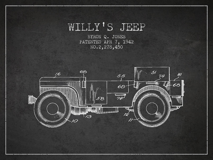 Vintage Digital Art - Vintage Willys Jeep Patent from 1942 #3 by Aged Pixel