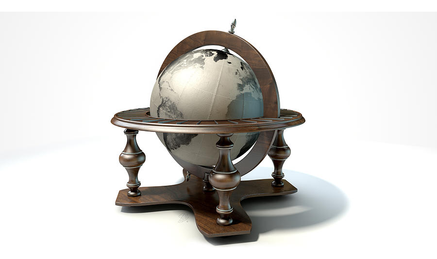 Vintage Digital Art - Vintage Wooden World Globe #4 by Allan Swart