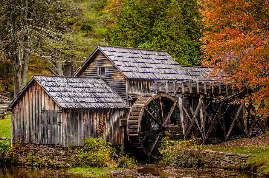Virginias Mabry Mill on the Blue Ridge Parkway in the Autumn se #4 Photograph by Alex Grichenko