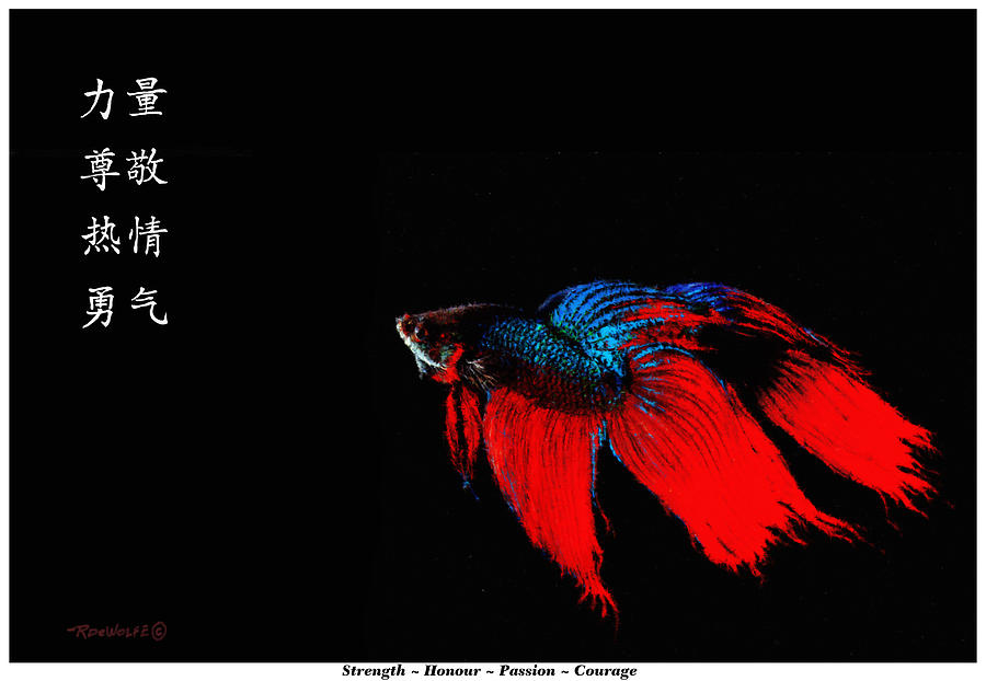 Inspirational Digital Art - 4 Virtues Siamese Fighting Fish #3 by Richard De Wolfe