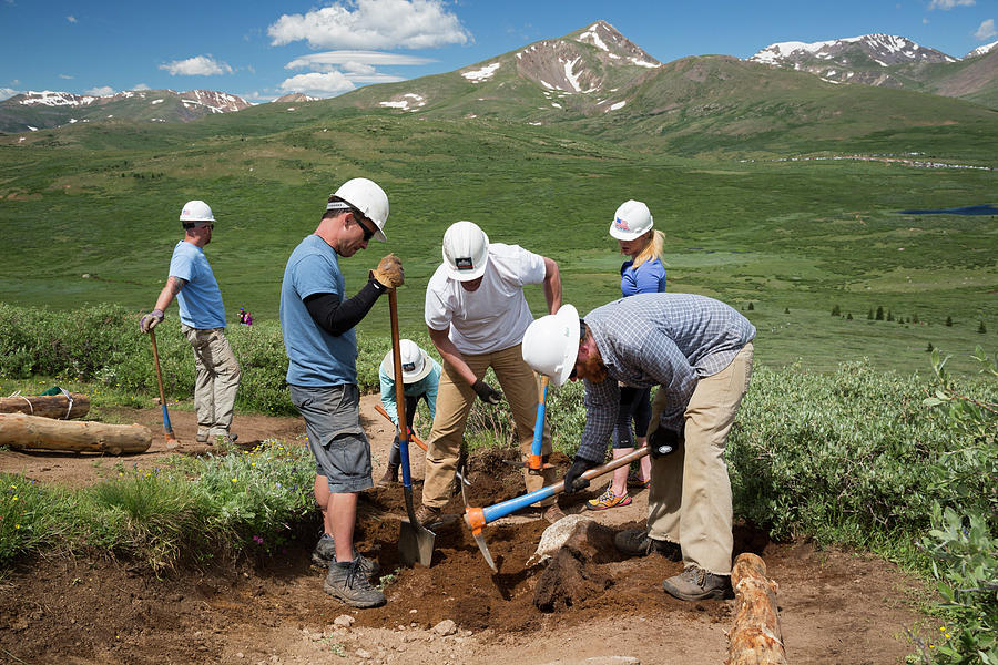 Summer Photograph - Volunteers Maintaining Hiking Trail #4 by Jim West