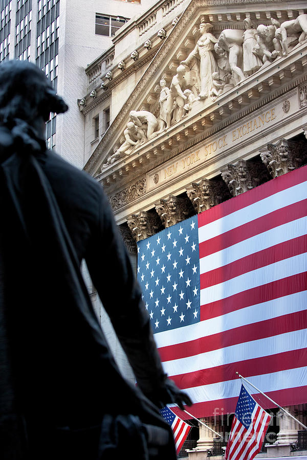George Washington Photograph - Wall Street Flag #2 by Brian Jannsen