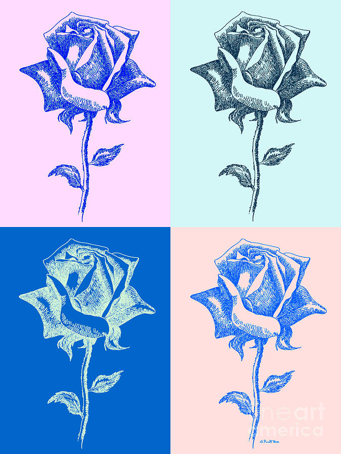 4 Warhol Roses by Punt Digital Art by Gordon Punt