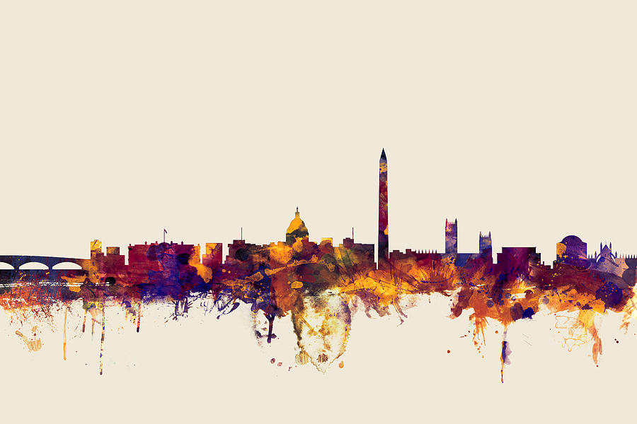 Washington DC Skyline #4 Digital Art by Michael Tompsett