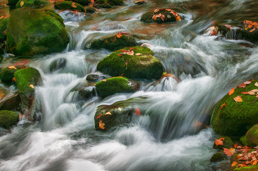 Waterfall Great Smoky Mountains Painted Photograph by Rich Franco ...