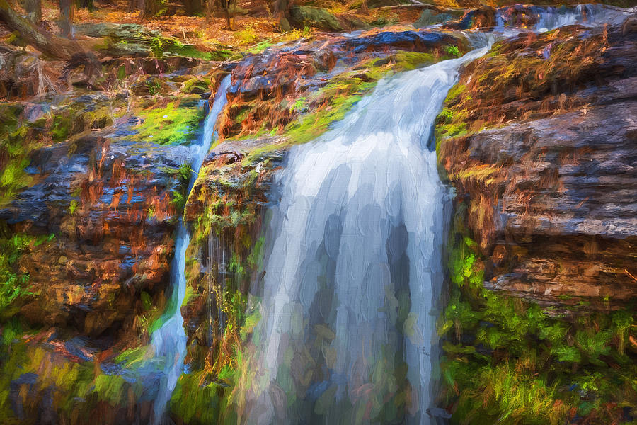 Waterfall Photograph - Waterfalls George W Childs National Park Painted    #4 by Rich Franco