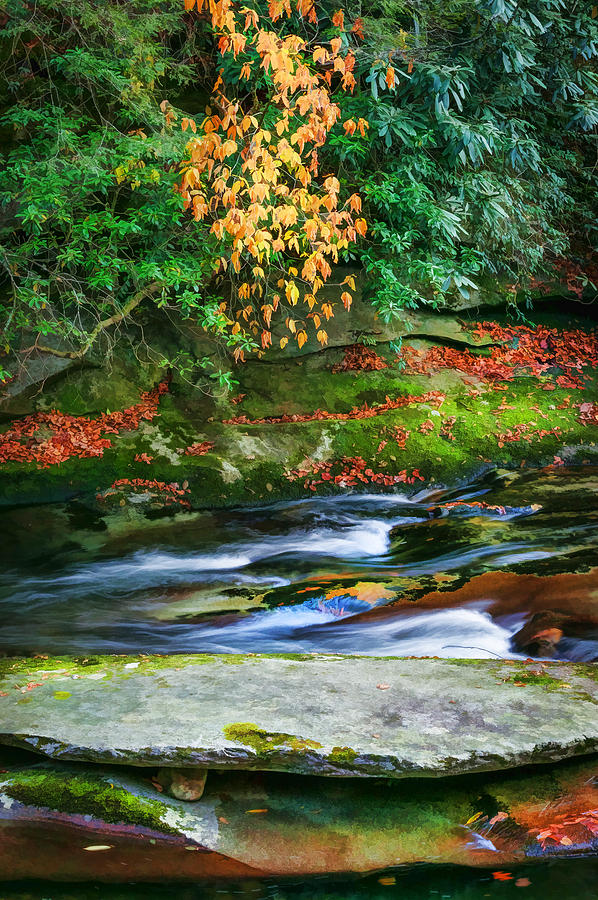 Waterfalls Great Smoky Mountains Painted  #5 Photograph by Rich Franco