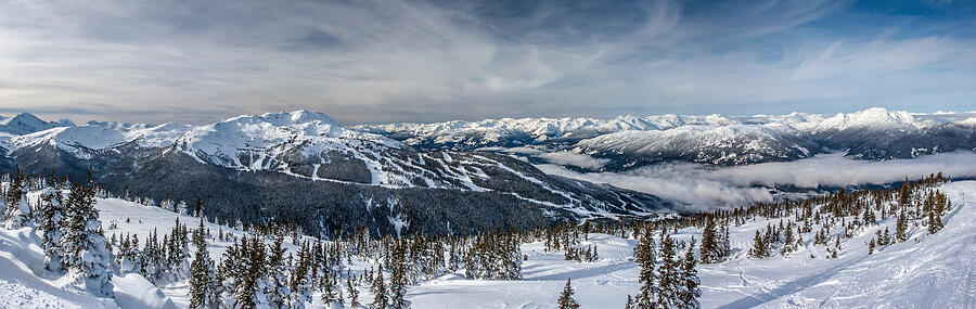 Winter Photograph - Whistler mountain peak view from Blackcomb by Pierre Leclerc Photography