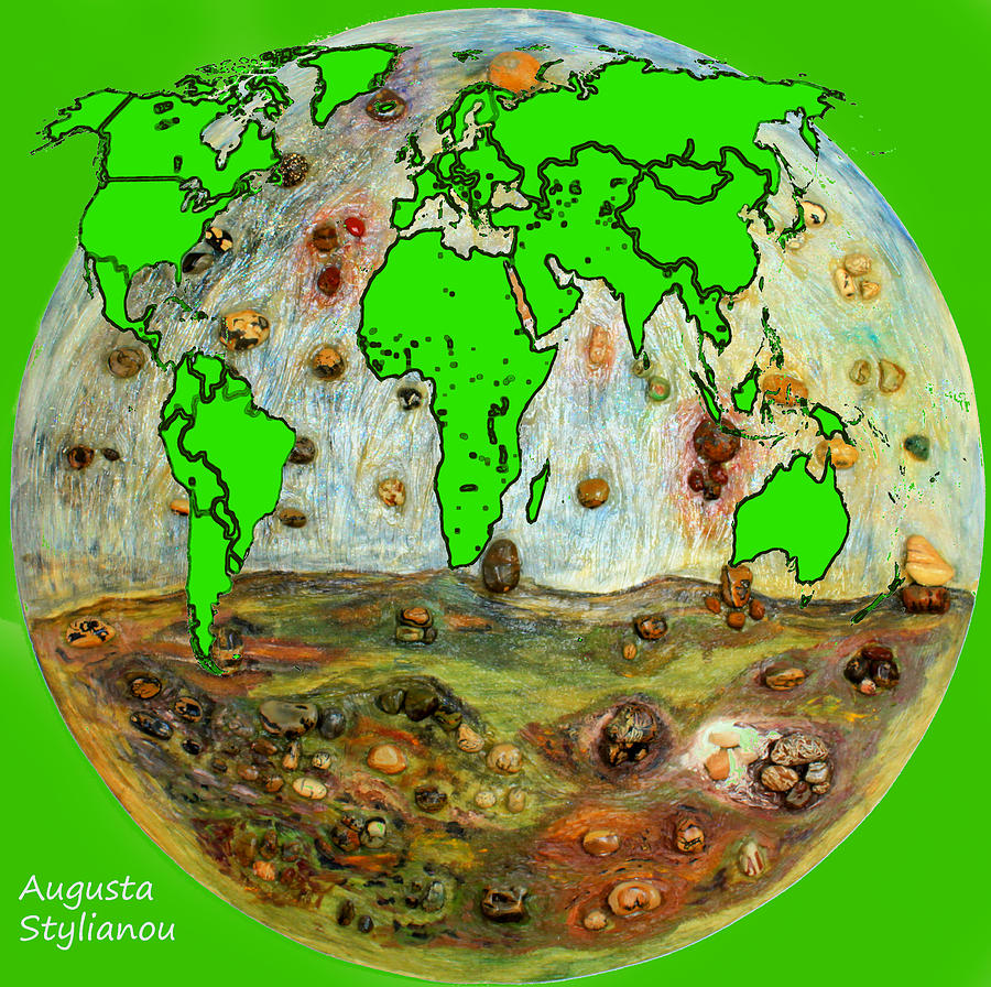Pebbles Digital Art - World Map and Earth #1 by Augusta Stylianou