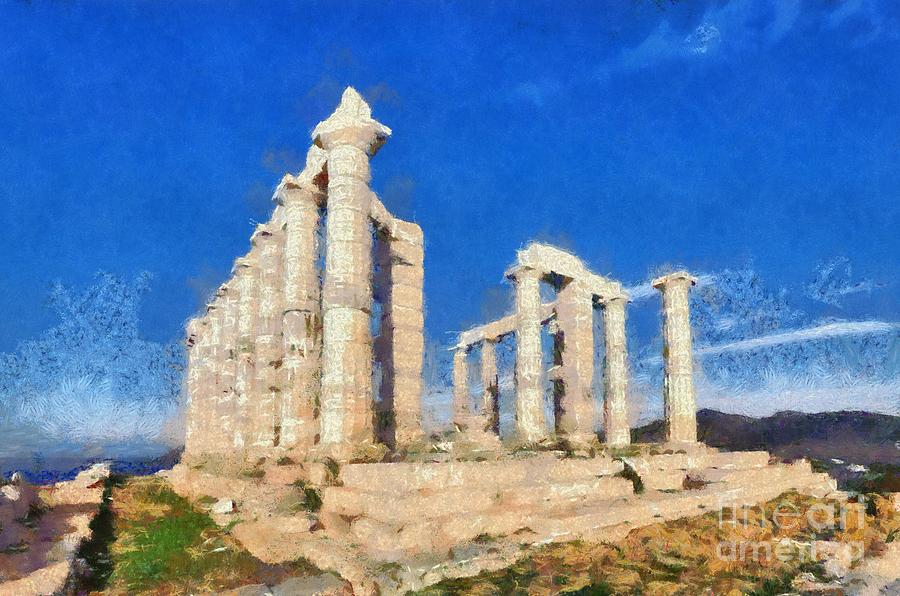 Poseidon temple #24 Painting by George Atsametakis