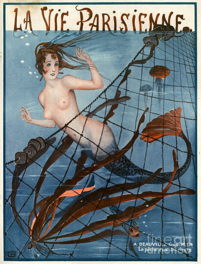 Mermaid Drawing - 1920s France La Vie Parisienne Magazine #402 by The Advertising Archives