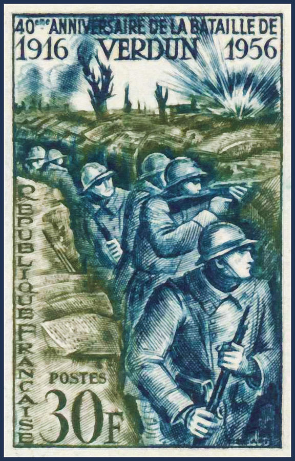 40th Anniversary Of The Battle Of Verdun 1916-1956 Painting by Lanjee Chee