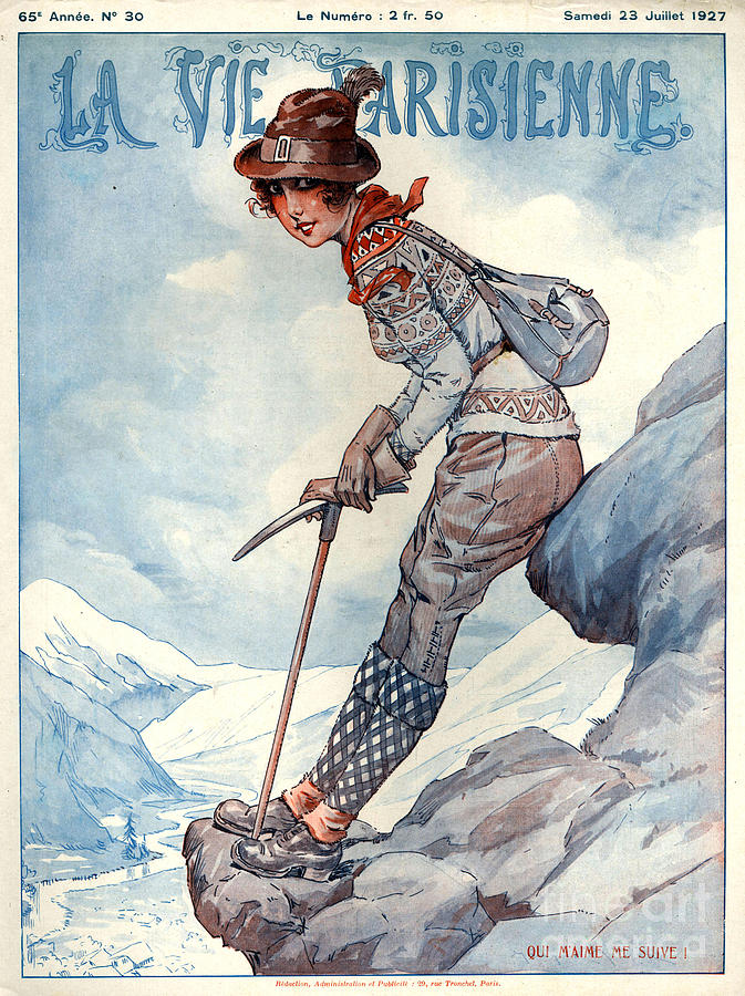 Mountain Drawing - 1920s France La Vie Parisienne Magazine #41 by The Advertising Archives