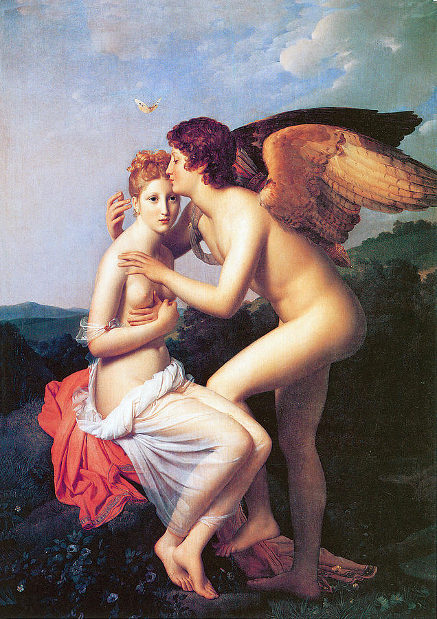 Psyche Receiving the  First Kiss of Love #1 Painting by Baron Francois Gerard