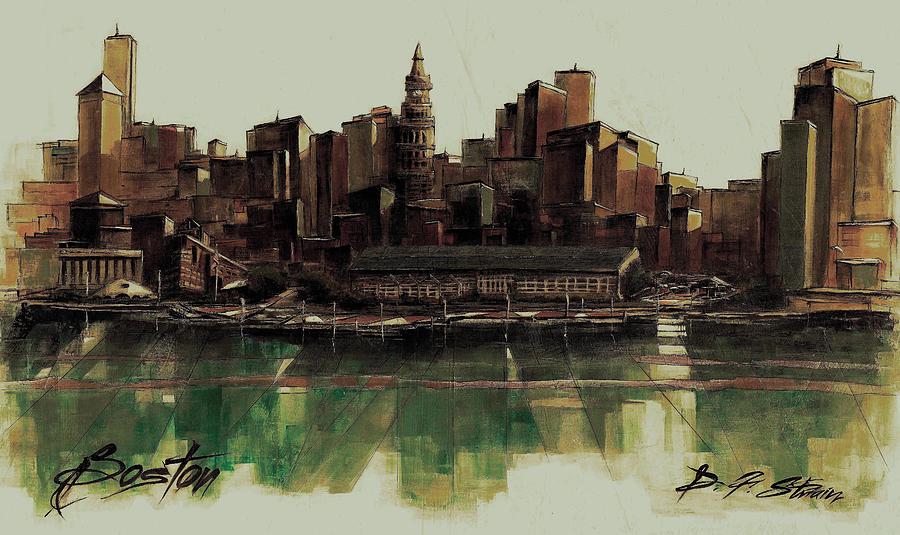 Boston Skyline #42 Painting by Diane Strain