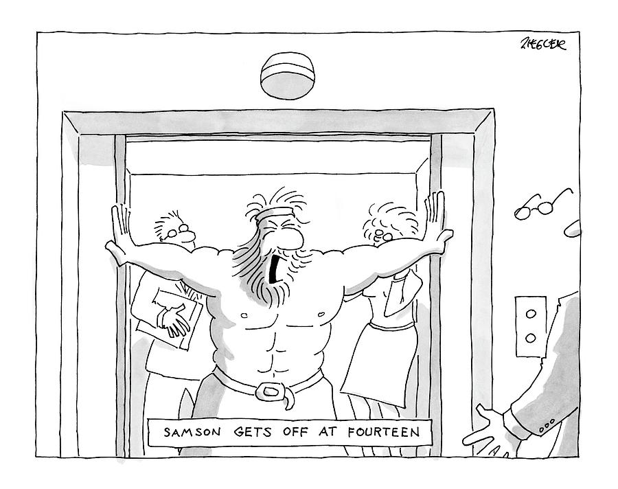 Samson Gets Off At Fourteen Drawing by Jack Ziegler