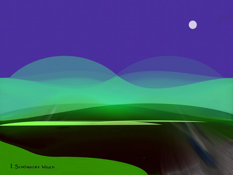 Landscape Digital Art - 425 - In the calm of  night by Irmgard Schoendorf Welch